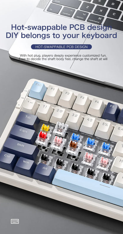 K8 100 Key Wireless Mechanical Keyboard Tri-mode Connection,Full Key Hot Swap,lighting Effects,Gasket Muffler Structure, Laptops