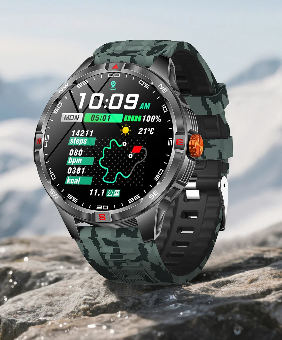 GPS Outdoor 1000mAh Battery Smartwatches Men 100+ Sports Mode Compass Heart Rate 3ATM Waterproof Bluetooth Call Smart Watch