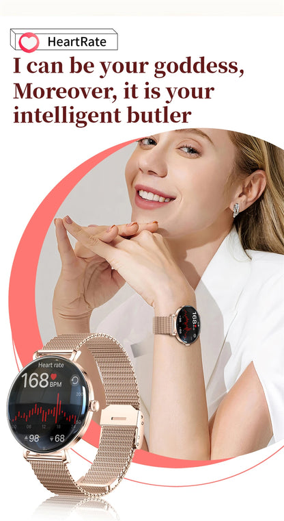 LIGE 2025 New Smart Watch Women 1.43" AMOLED HD Screen Heart Rate Sport Fitness Bluetooth Call Ladies Smartwatch For Android IOS