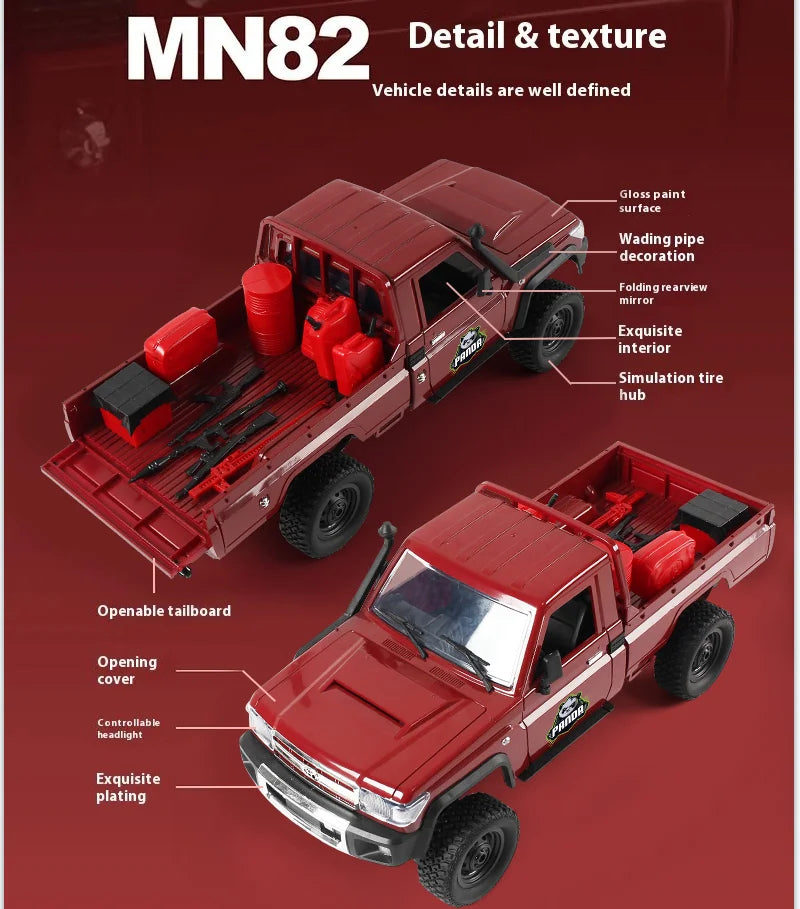 Panda Edition MN82 RC Cars 1/12 Full Scale 2.4G4WD 280 Motor Remote Control Off-Road Pickup Truck Model Car for Boys Adult Gifts
