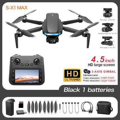 S-X1 GPS Drone Professional 3-Axis Gimbal 5G WIFI 4K Camera RC FPV Drone with Screen 5KM Digital Image Transmission Aerial UAV