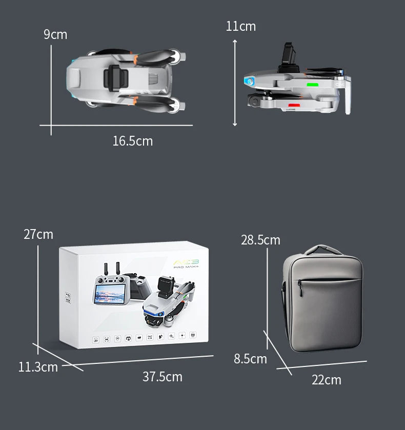 AE3 Pro Max Professional Drone With Screen 360° Obstacle Avoidance Brushless  8K Dual Camera 3-Axis Gimbal Quadcopter FPV dron