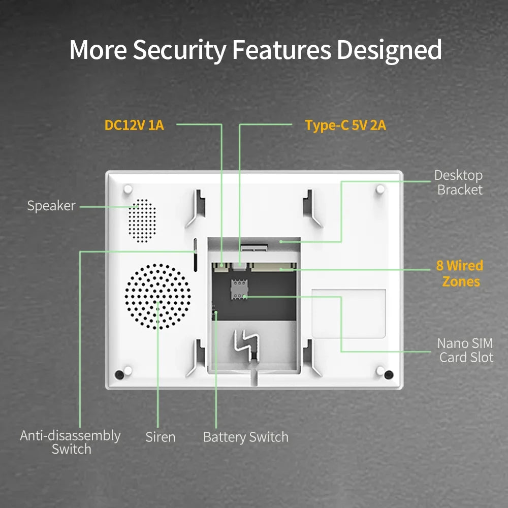 CPVAN Tuya smart Home Alarm System Wireless WiFi 4G 7 inch panel for Home burglar Security Protection Alarm Kit DIY Accessories