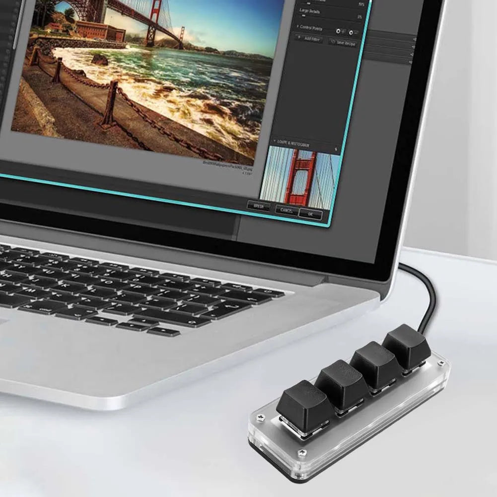 3 Key 1 Knob/4 Key Mini Mechanical BT Keyboard RGB Wired USB Mechanical Macropad Red Switches for Gamers/Designers/Video Editor