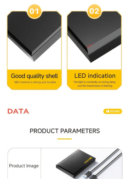 KODAK, P190, Portable HDD mechanical mobile disk, 500GB/1Tb/2Tb, portable gaming hard drive storage, suitable for PC, electronic