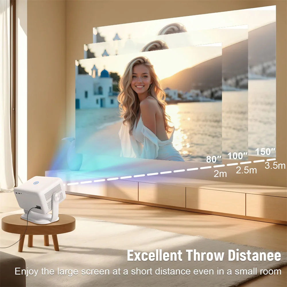 Salange 360° Projector Native 1080P 650ANSI 4K Android 11 With Auto Keystone Focus Air Mouse Wifi6 BT5.2 Portable Movie Outdoor