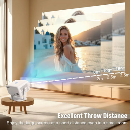 Salange 360° Projector Native 1080P 650ANSI 4K Android 11 With Auto Keystone Focus Air Mouse Wifi6 BT5.2 Portable Movie Outdoor