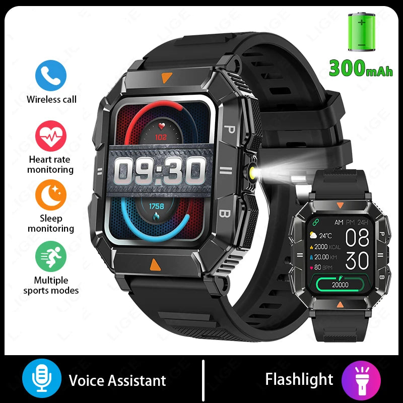 New Outdoor Rugged Military GPS Sports Track Smartｗatches Men's Waterproof Bluetooth Call Voice Assistant Heart Rate Smart Watch