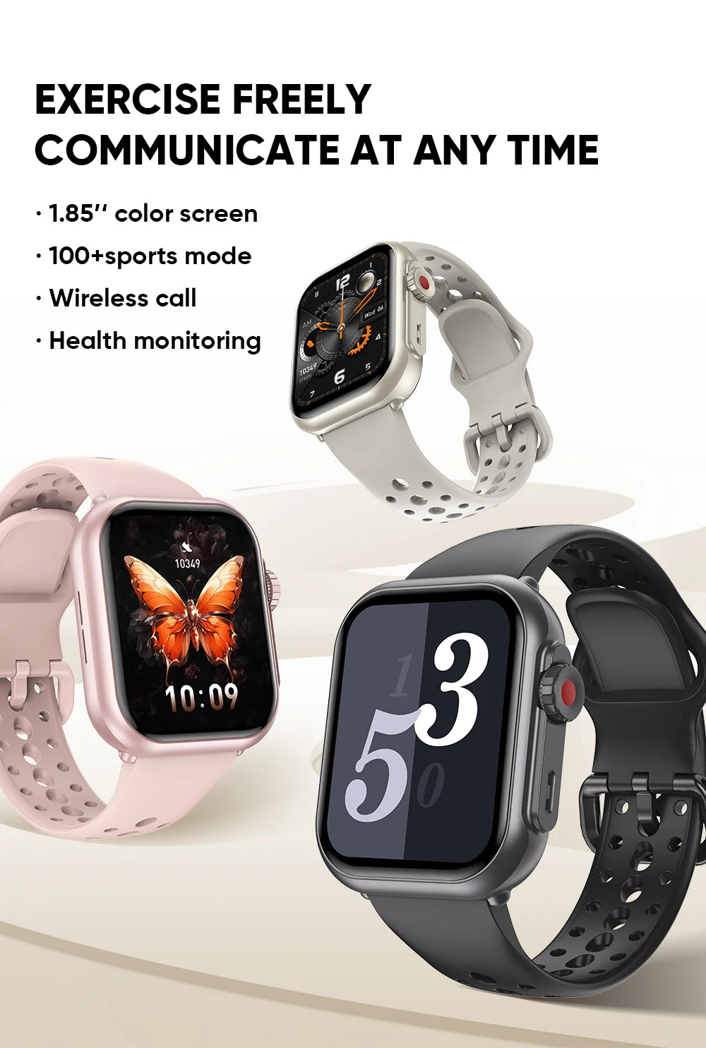 Smart Watch for Men Women, 1.85" HD Screen Fitness Tracker, 100+ Sport Modes, Heart Rate/Sleep Monitor, for Android/iPhone