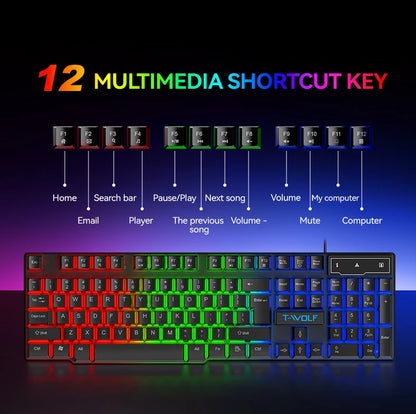 USB Keyboard And Mouse Gaming Headset Combos 4 In 1 English Gaming Wired RGB Keyboard Mouse Set With Mouse Pad and Headphones