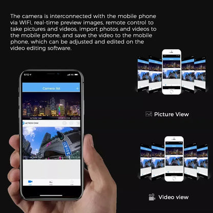 4K HD 60FPS Mini Camera Wifi Outdoor Sport 170° Wide Angle Action Kam Waterproof Bike Motorcycle Helmet Body Cam with LED Screen