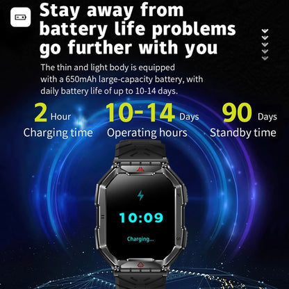 2.1 Inch AMOLED HD Screen Smartwatch Men Compass GPS Outdoor Sports Health Monitoring 1ATM Waterproof Bluetooth Call Smart watch