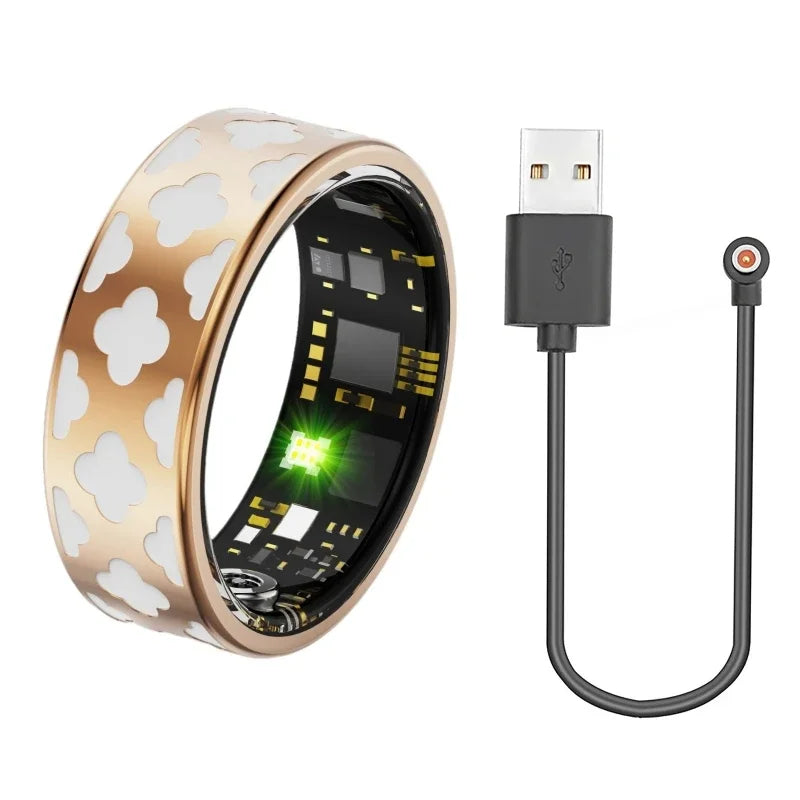 Smart Ring with Charging Box for Heart Rate Blood Oxygen Sleep Monitoring Multi Sport Tacking Modes IP68 Waterproof Smart Rings