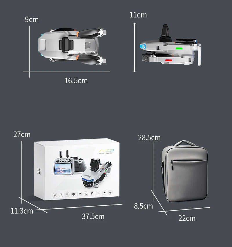 AE3 PRO Max NEW LCD SC GPS Drone 8K Dual Camera 5G Wifi FPV 3-Axis Gimbal Professional Obstacle Avoidance Quadcopter RC Dron Toy