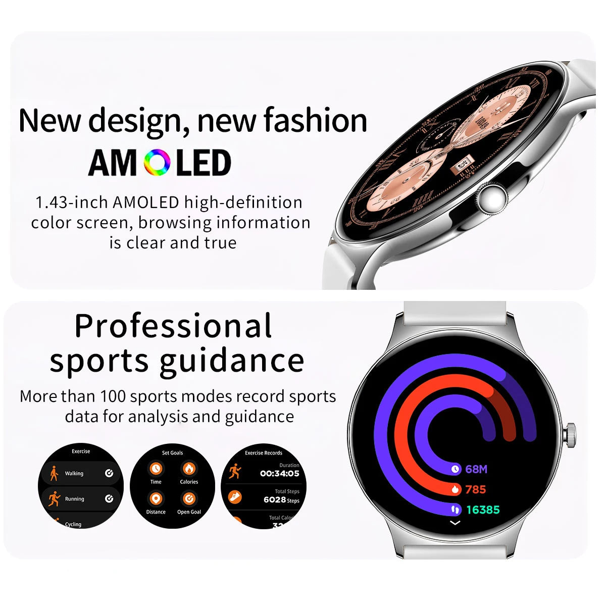 2025 New Ultra Slim AMOLED Smart Watch Women Screen Always Display Time Heart Rate BT Calling High-end Fashion Smartwatch IOS