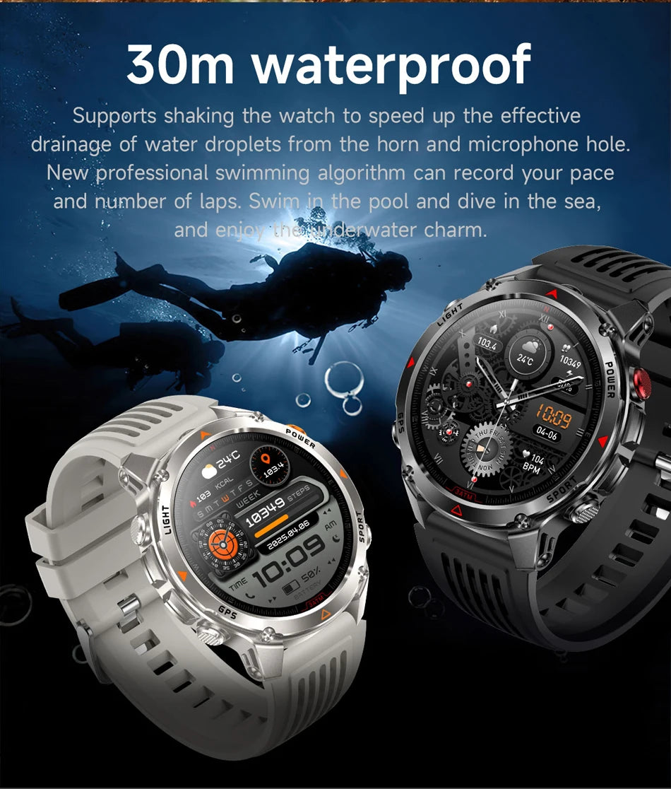 Built-in GPS Positioning Smart Watch Men 1.46 Inch HD Screen Compass 100+ Sport Mode 30M Waterproof Bluetooth Call Smartwatch