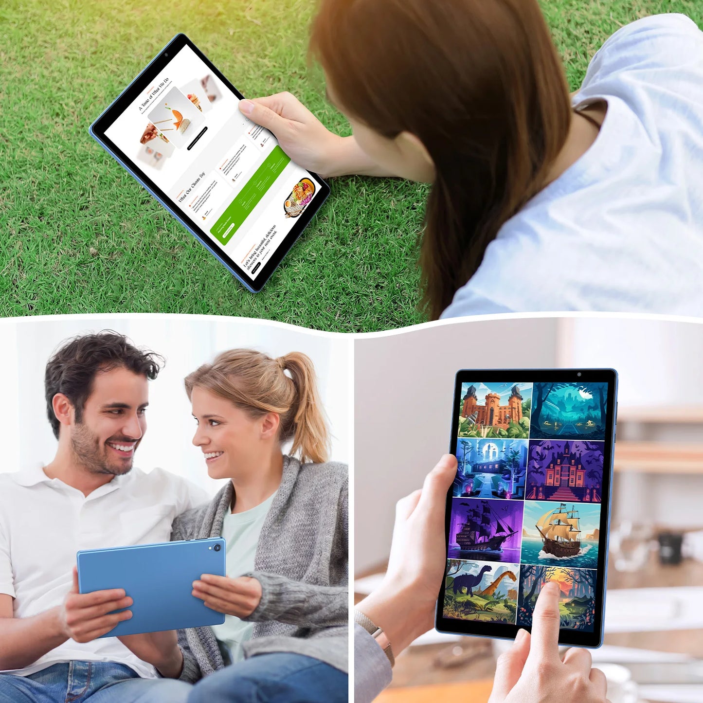 Latest Android 14 Tablet, 10-inch Tablet, Quad-core Processor, 5G WiFi, 4GB ROM + 32GB RAM, 1280*800 Resolution, 8000mAh Battery