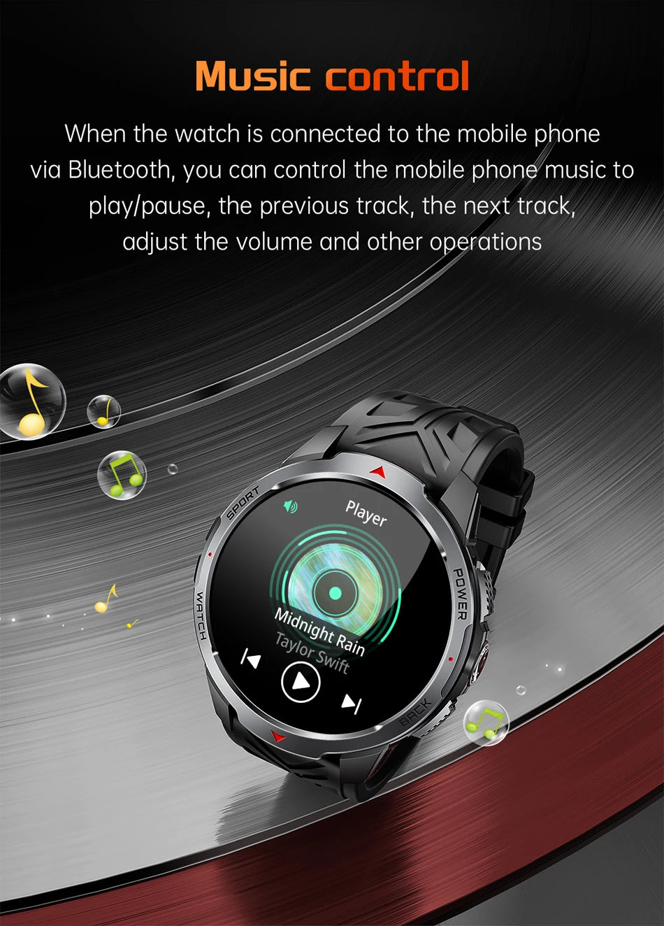 GPS Outdoor Sports Smartwatches 1100mAh Battery Compass Men's LED Lights 5ATM Waterproof Watch Bluetooth Call Smart Watch