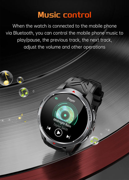 GPS Outdoor Sports Smartwatches 1100mAh Battery Compass Men's LED Lights 5ATM Waterproof Watch Bluetooth Call Smart Watch