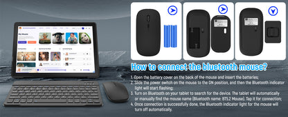 10.1 Inch Tablet Android 14 12GB RAM 64GB ROM Octa Core 5G WiFi Dual Camera with Keyboard Mouse Case Tablets Computer Set