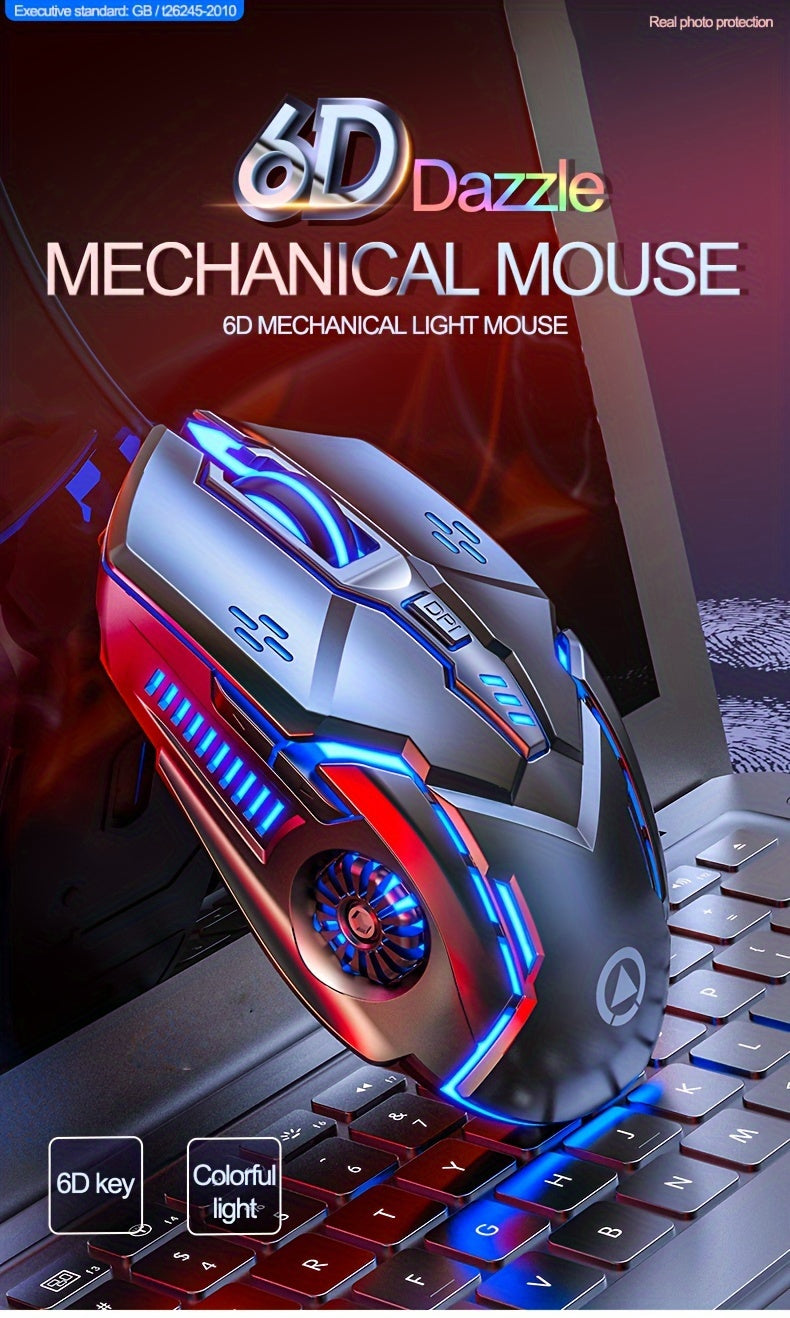Silver Carved Mechanical Gaming Mouse, Wired, Suitable for Desktop And Laptop Use, Silent for Office And Esports.
