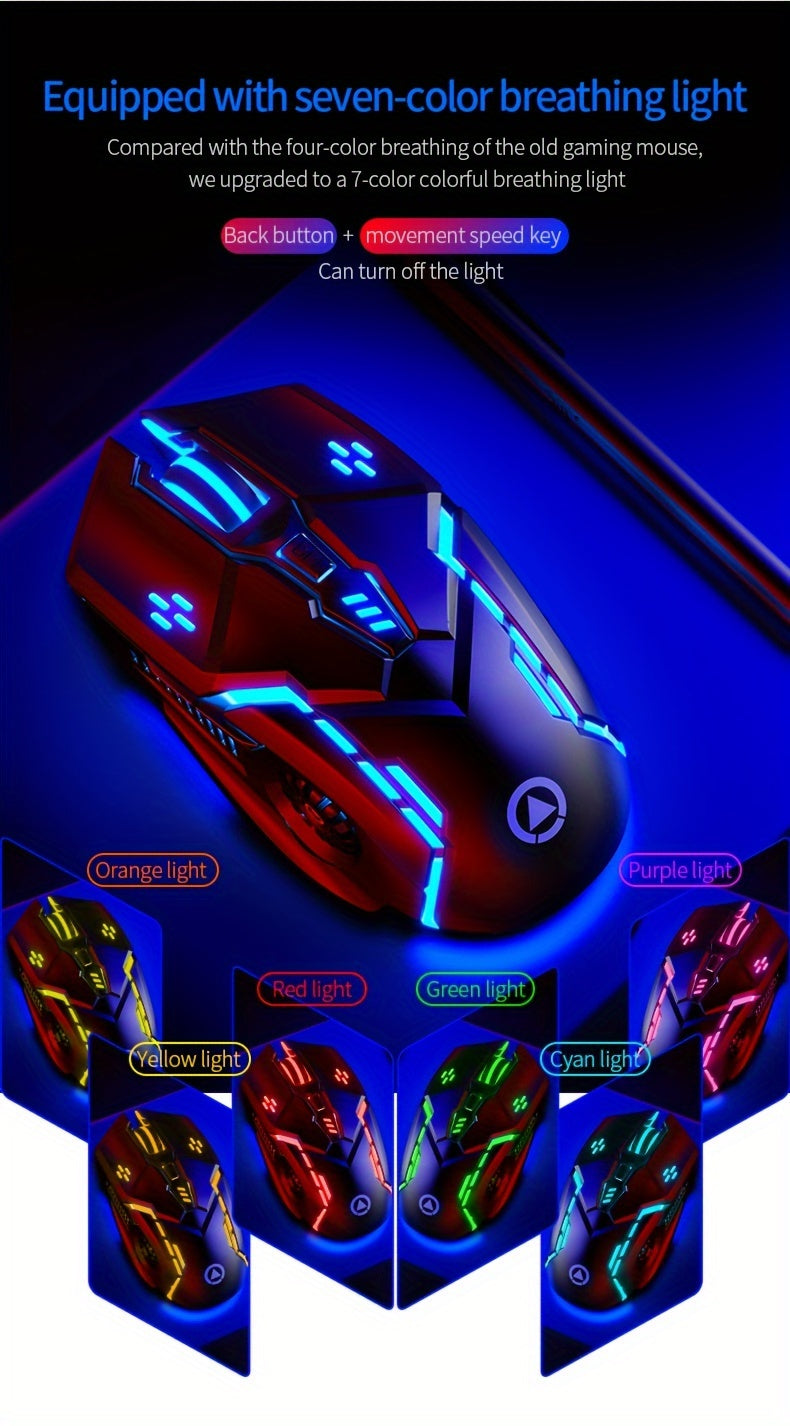 Silver Carved Mechanical Gaming Mouse, Wired, Suitable for Desktop And Laptop Use, Silent for Office And Esports.