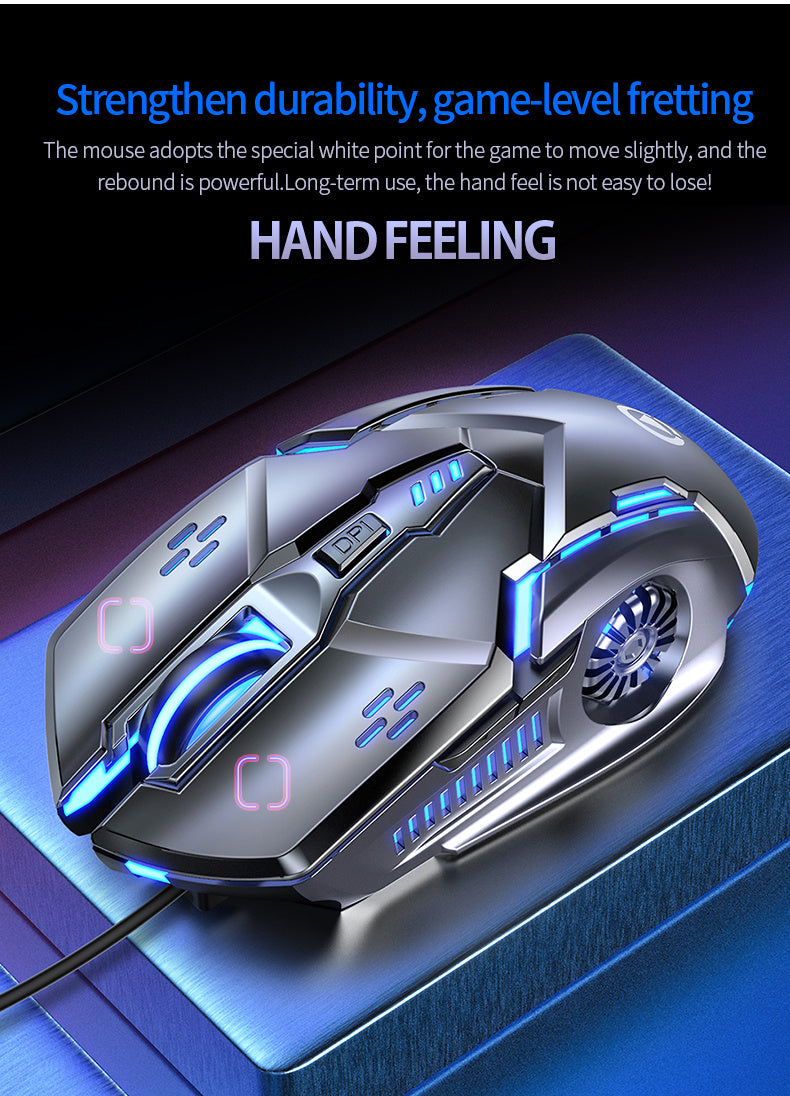 Silver Carved Mechanical Gaming Mouse, Wired, Suitable for Desktop And Laptop Use, Silent for Office And Esports.