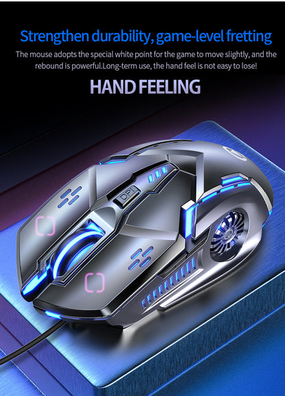 Silver Carved Mechanical Gaming Mouse, Wired, Suitable for Desktop And Laptop Use, Silent for Office And Esports.