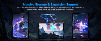 10 Inch Tablet Android 15 A523 8 Core Tablets 24GB+128GB 1TB Expansion WiFi 6 5MP+8MP Stylus Keyboard Mouse Headphone PC PAD Set